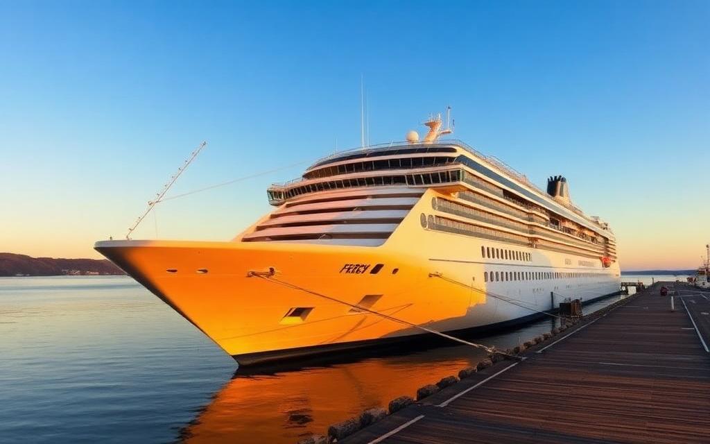 Cruise ship at a UK port served by Land Shuttle minibus transfers