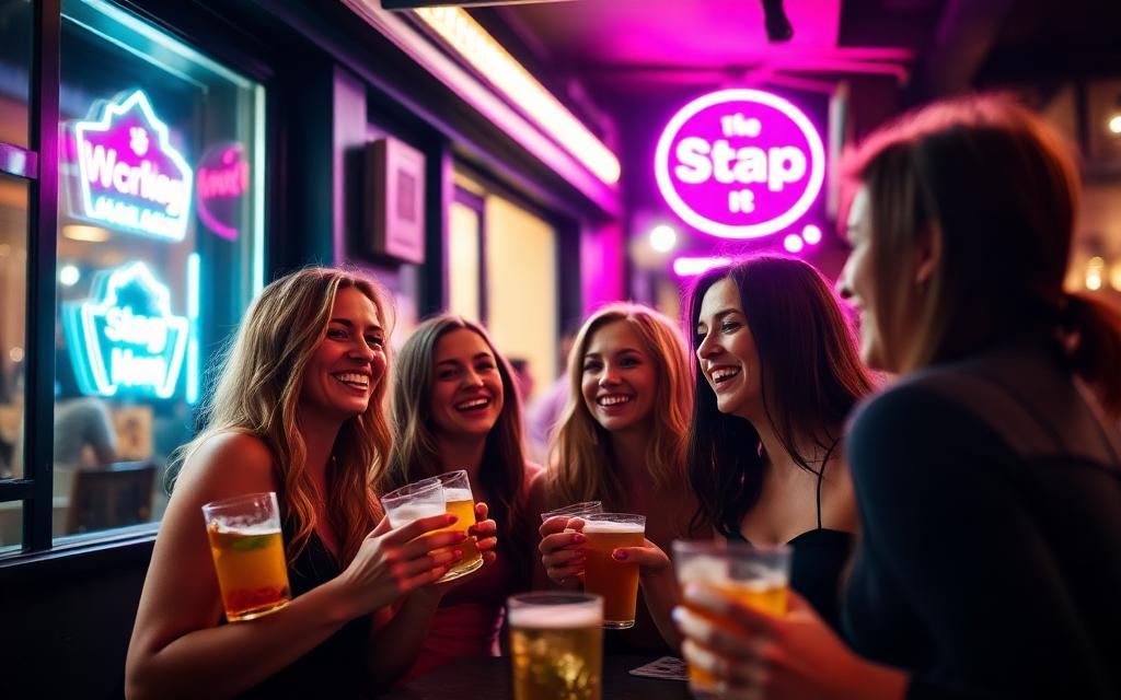 Group boarding a Land Shuttle minibus for a night out